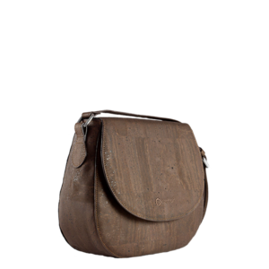 Dark Brown Cork handbag ELEGANCE from side