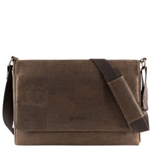 Dark brown Cork laptop bag for men
