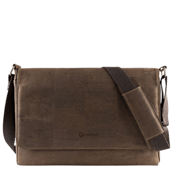 Dark brown Cork laptop bag for men