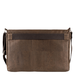 Dark brown Cork laptop bag for men from back